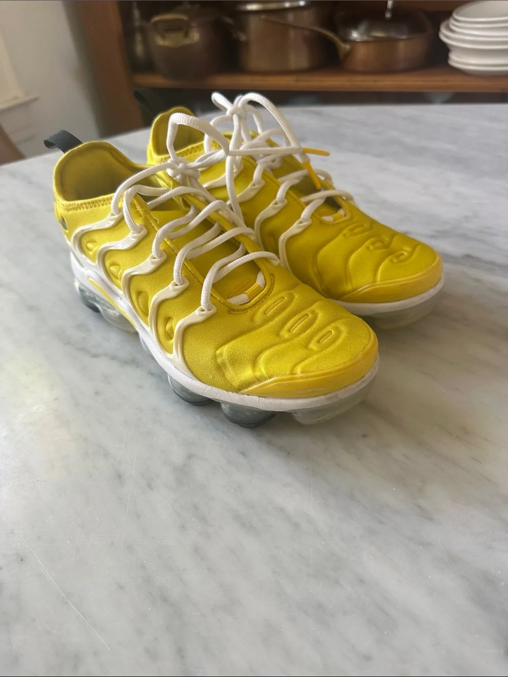 Nike Yellow and White VaporMax Plus Sneakers 7.5